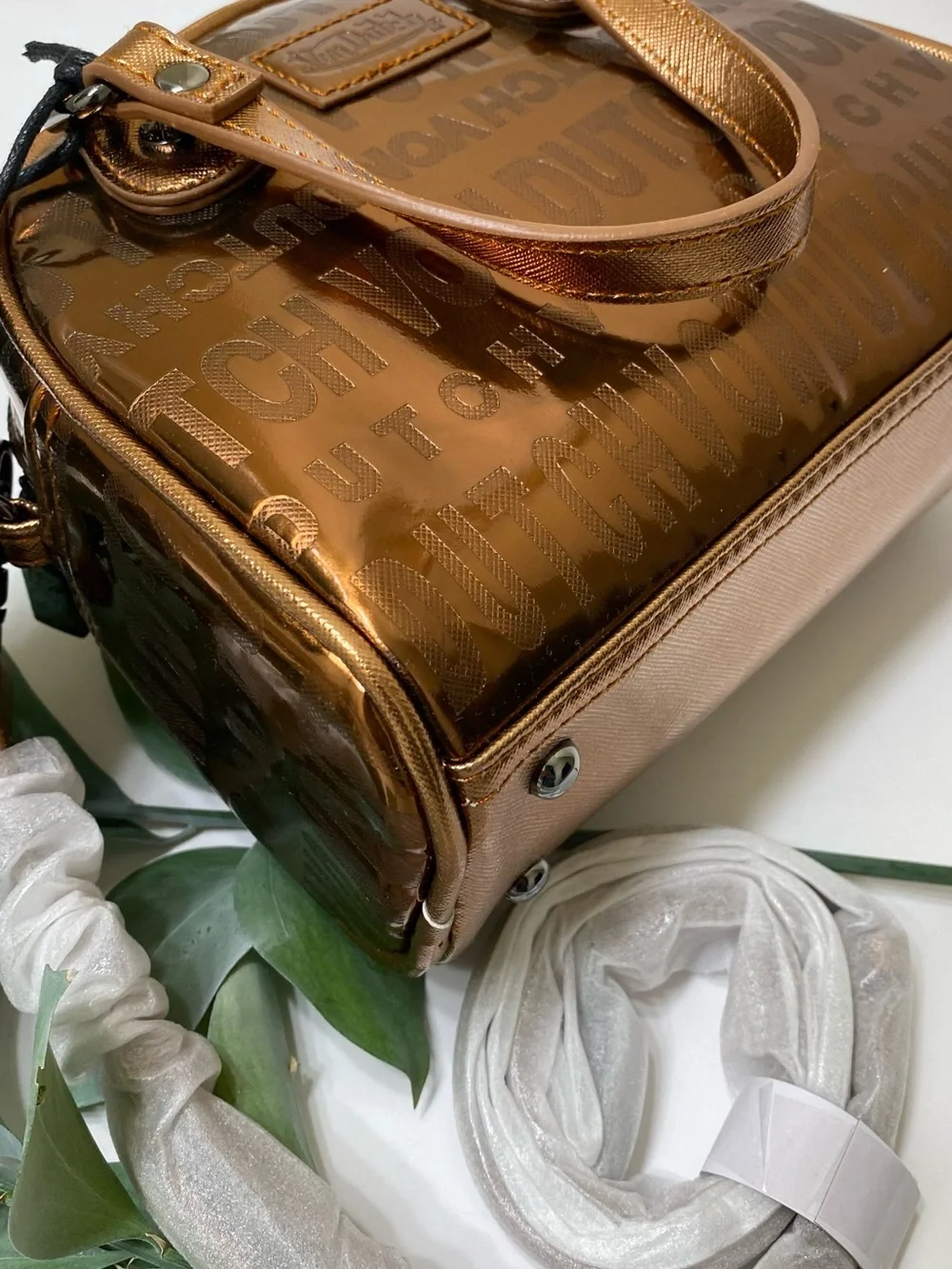 Von Dutch Metallic Bronze Satchel Bag